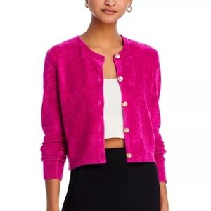 AQUA ~ Chenille Crewneck Cropped Cardigan size M